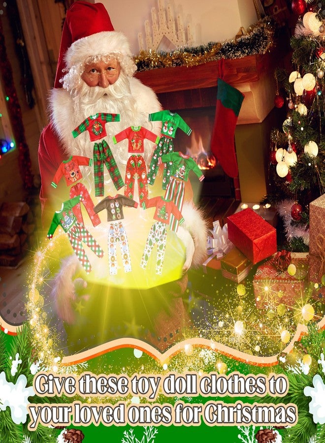 Silipull 8 Pcs Christmas Doll Clothes Bulk Christmas Doll Costume Set Xmas Tree Decor Snowman Snowflake Costume Accessories for Xmas Party Decoration(Pajamas Style) - Image 5